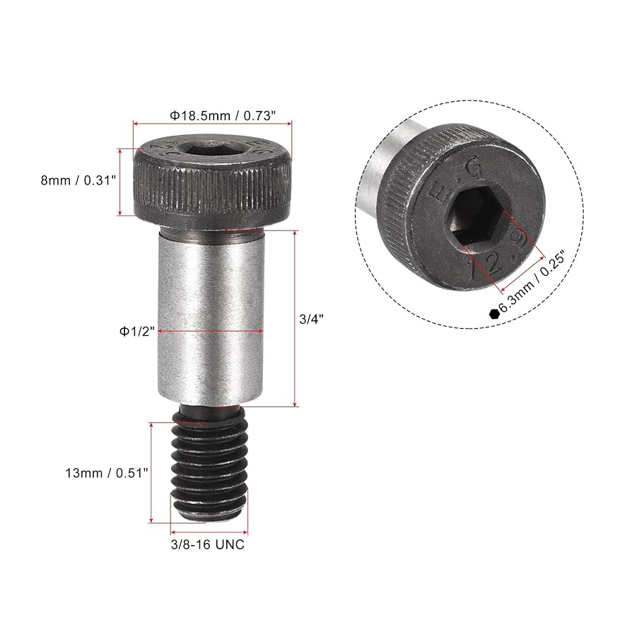 uxcell Alloy Steel Hexagon Socket Head Shoulder Screws Bolts